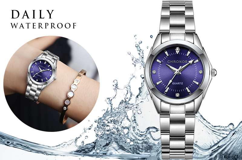 CHRONOS Elegant Women Watch Luxury Ladies Fashion Brand Wristwatch Quartz Movement Stainless Steel Gift for Female Girlfriend