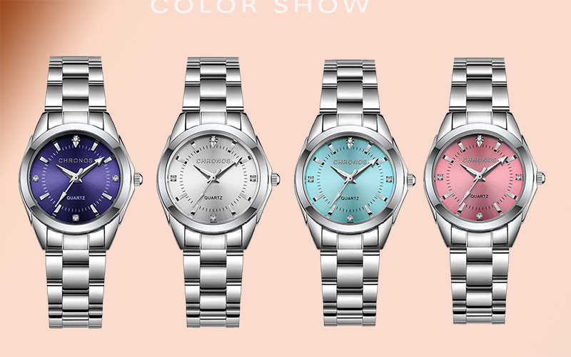 CHRONOS Elegant Women Watch Luxury Ladies Fashion Brand Wristwatch Quartz Movement Stainless Steel Gift for Female Girlfriend