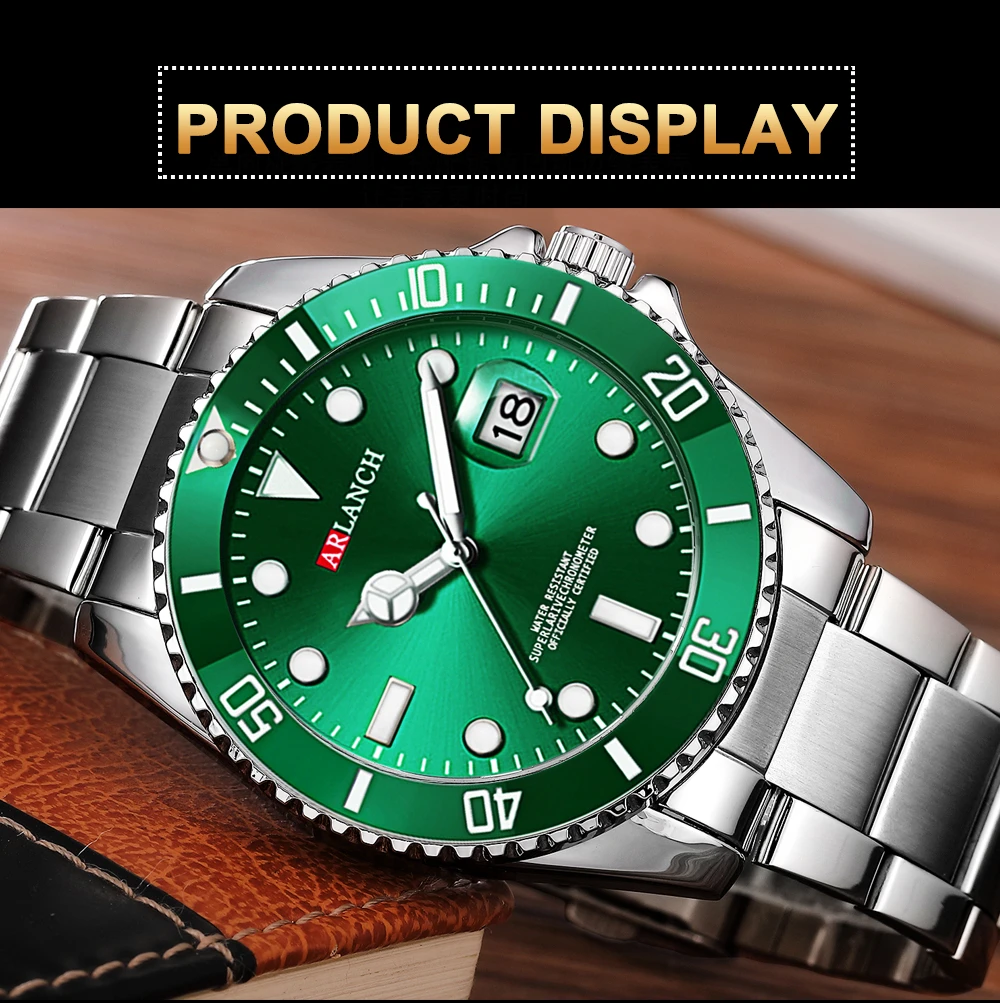 Stainless Steel Watch 40mm Business Fashion Red Blue Circle Diving Series Magnifying Glass Calendar Quartz Watches montre homme