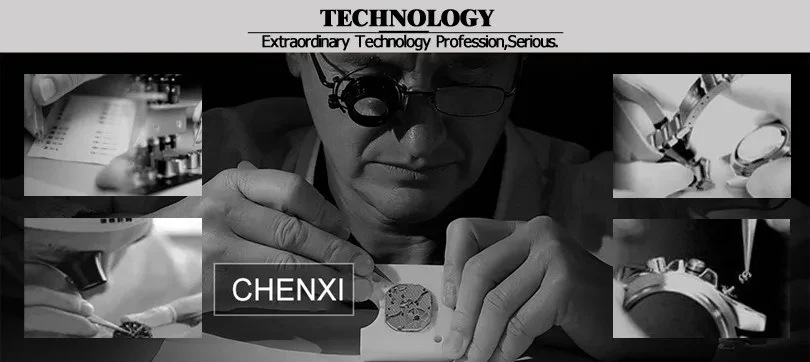 CHENXI 973 Men Quartz Watch Fashion Business Moon Phase Date Multifunctional Chronograph Leather Strap Wristwatch
