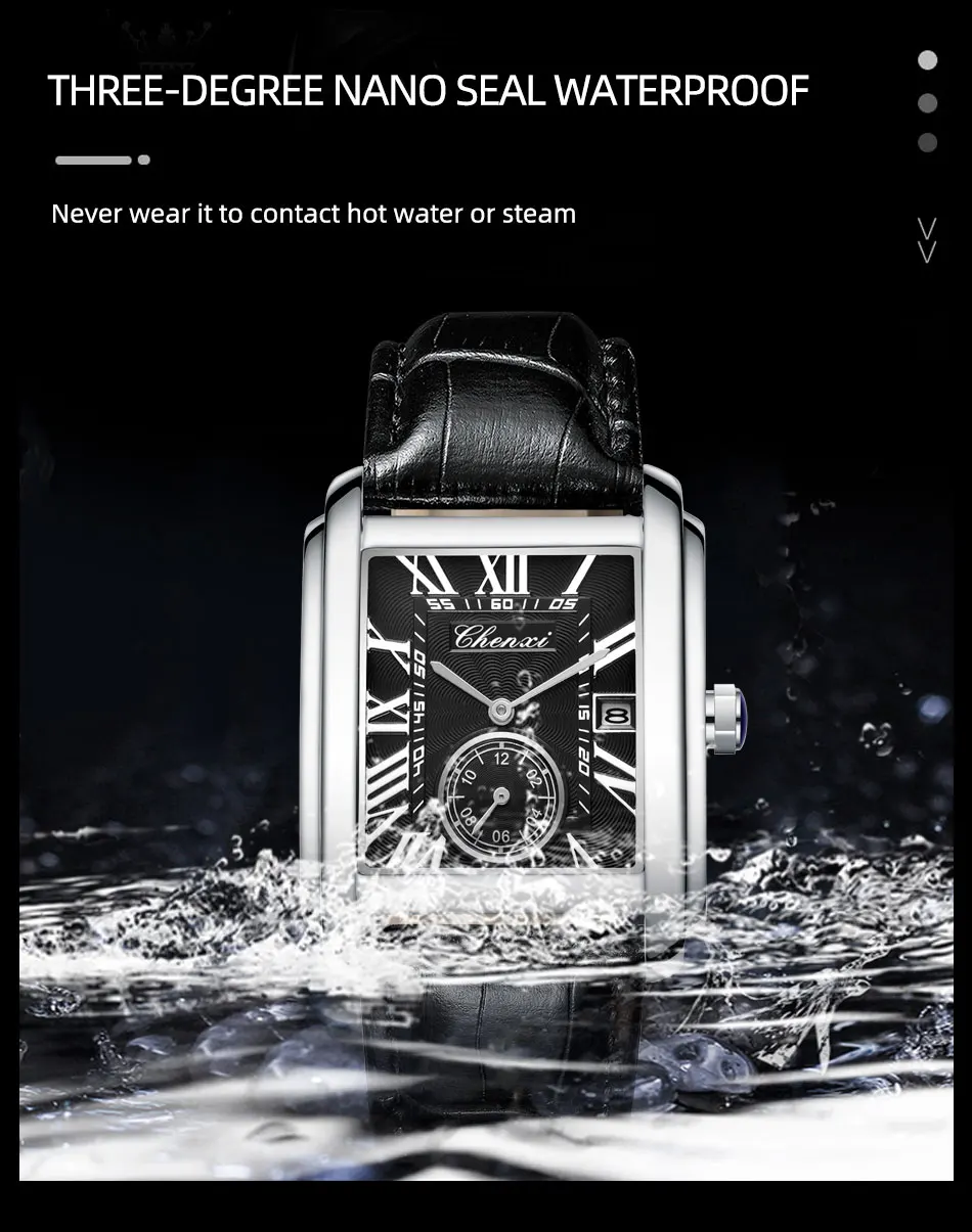 CHENXI 8216 Hot Selling Top Brand Business Men's Watch Quartz Military Calendar Waterproof Men's Leather Strap Elegant Clock