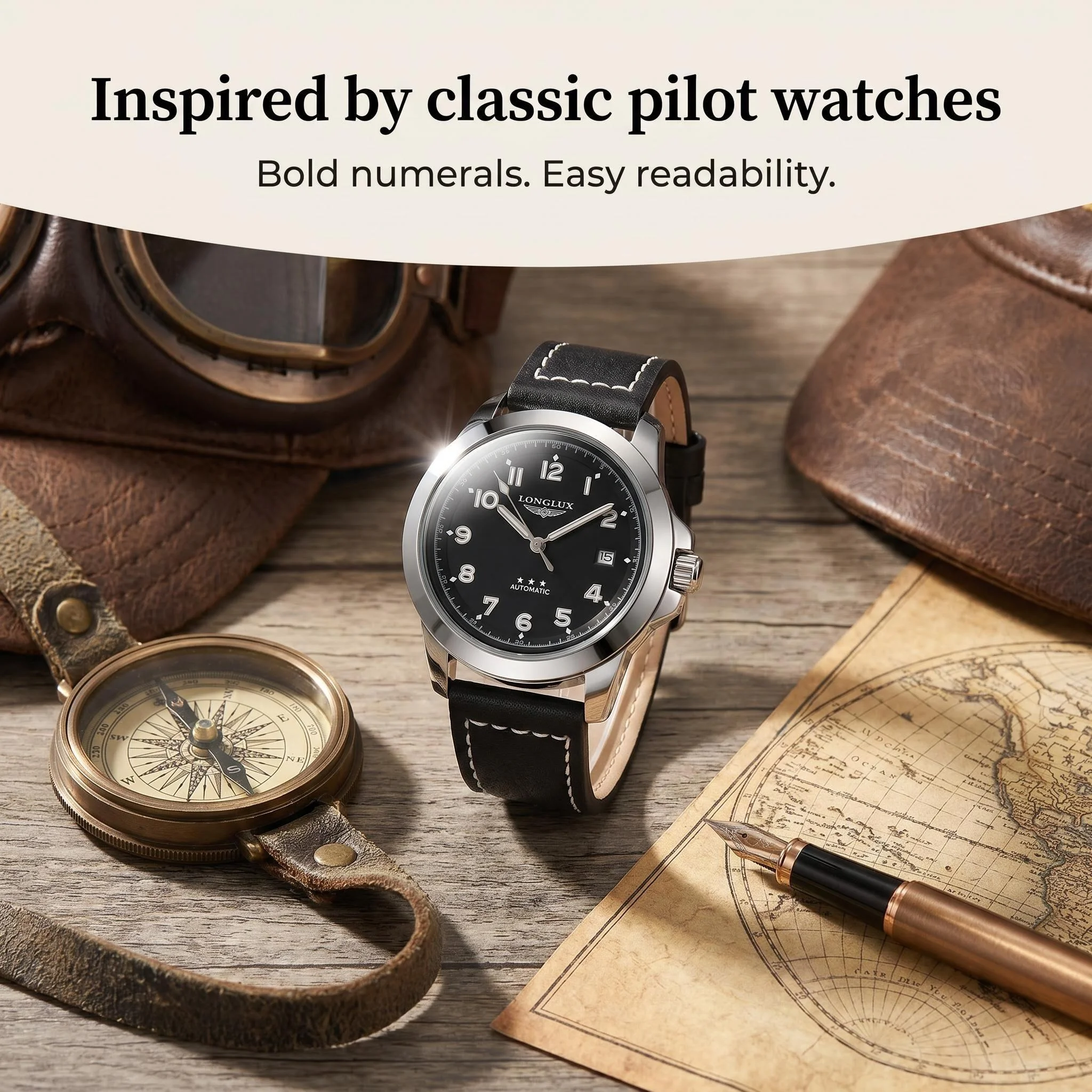 Men Automatic Watch Pilot Business Classic Military Mechanical Watches vintage Date Leather Waterproof Luminous Gift for You