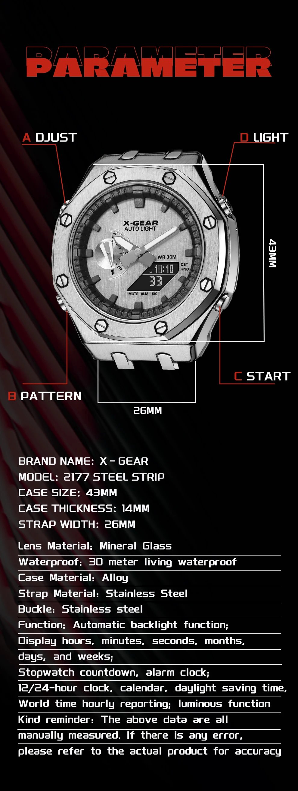 Fashion Casual Business Quartz Watch Waterproof Wristwatch Mens Sports Watches Business Man Electronic Watch Multi Functional
