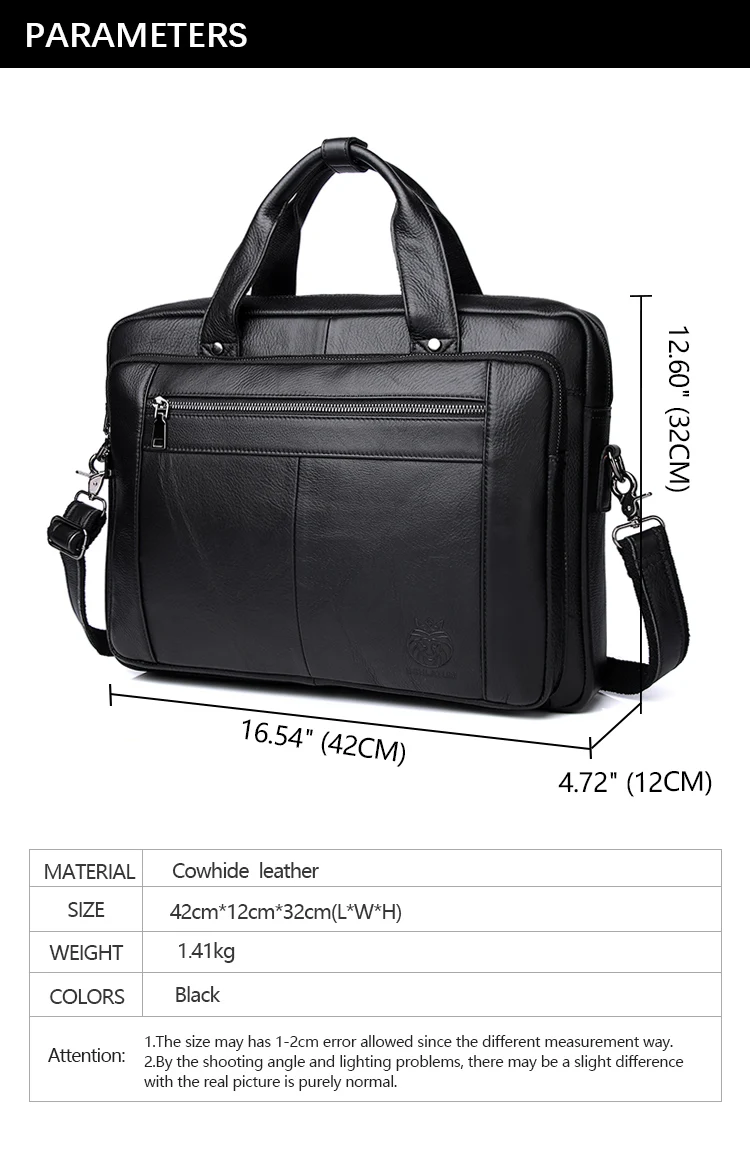 SCHLATUM Genuine Leather Bussiness Briefcases Black for Men luxury handbags Laptop Briefcase Bags 16 inch Office Computer bag