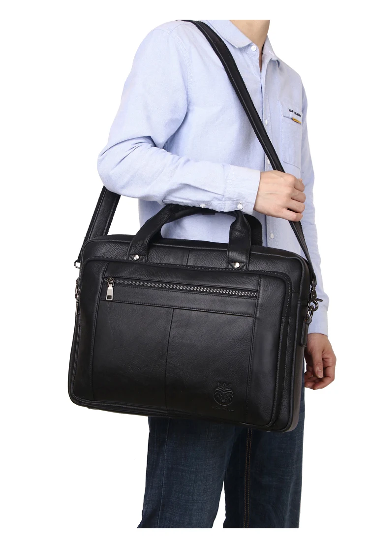 SCHLATUM Genuine Leather Bussiness Briefcases Black for Men luxury handbags Laptop Briefcase Bags 16 inch Office Computer bag