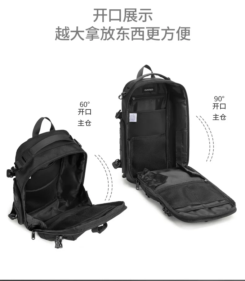 Ozuko Belly Bags Men's Chest Bag Outdoor Tactical One Shoulder Crossbody Bag High Capacity Waterproof Sports Bag For Man