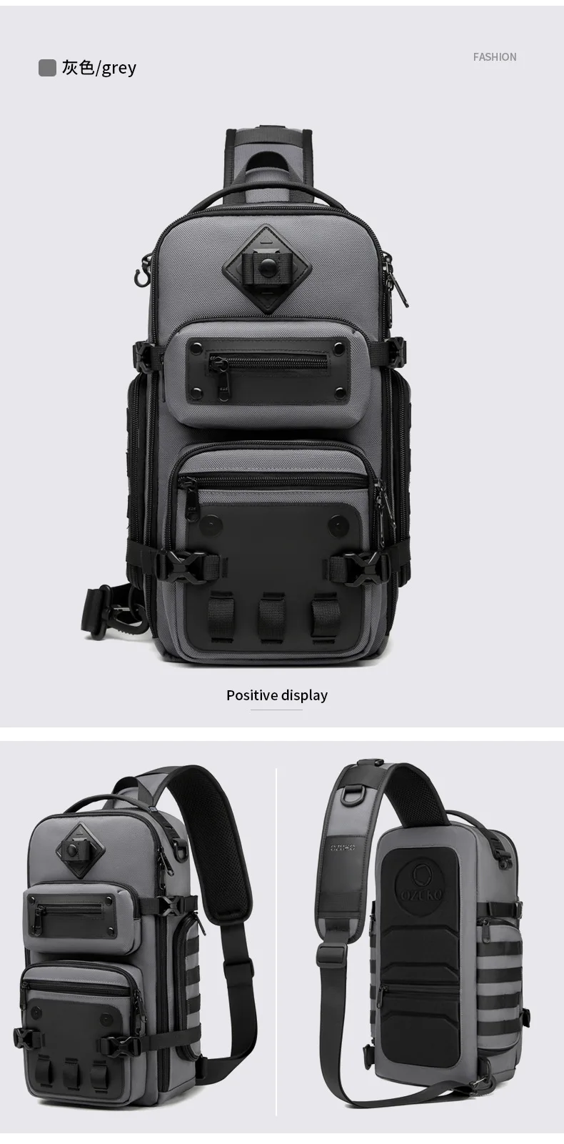 Ozuko Belly Bags Men's Chest Bag Outdoor Tactical One Shoulder Crossbody Bag High Capacity Waterproof Sports Bag For Man