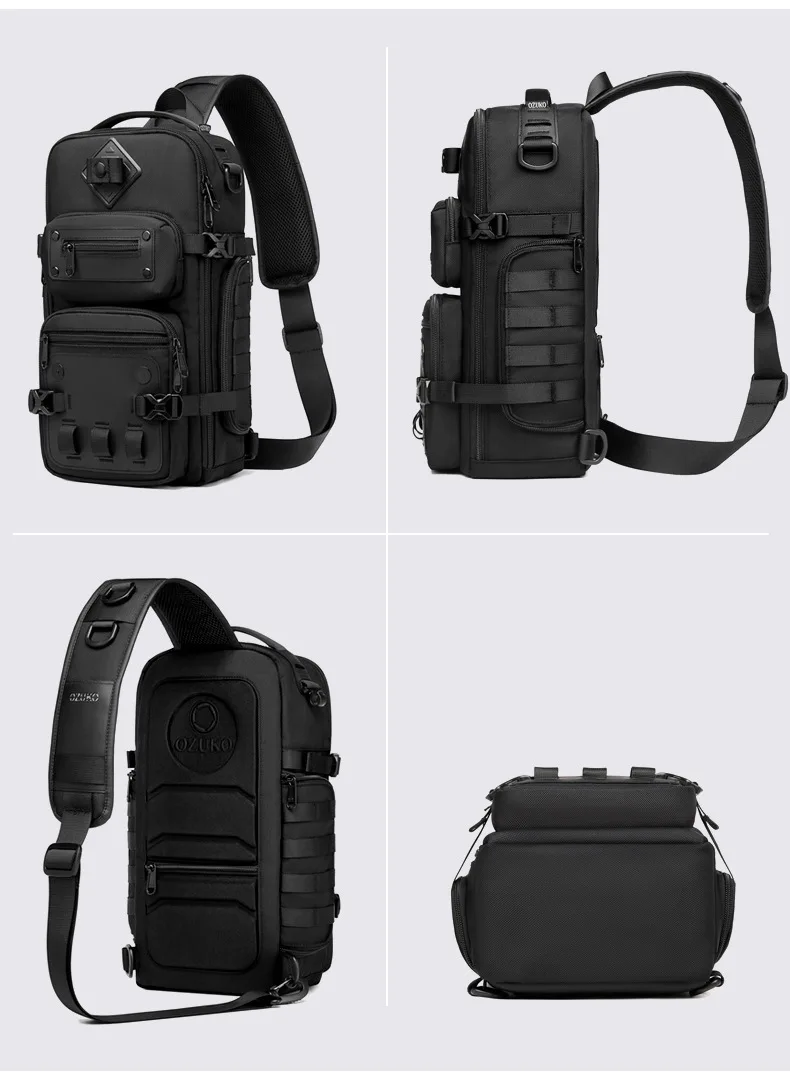 Ozuko Belly Bags Men's Chest Bag Outdoor Tactical One Shoulder Crossbody Bag High Capacity Waterproof Sports Bag For Man