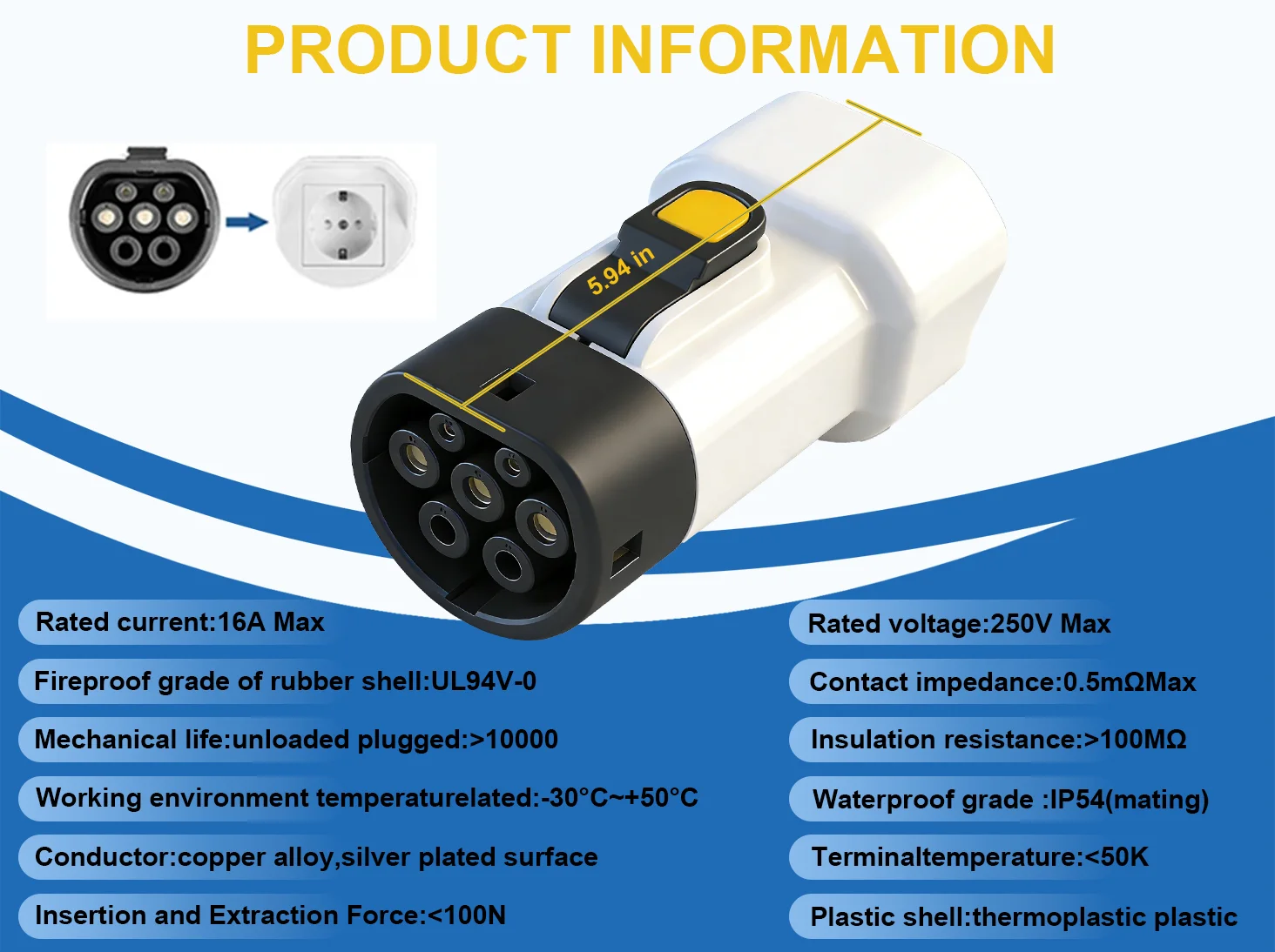 Type2 V2L Discharger adapter 16A EU socket Discharge for BYD MG4 Geely Jaecoo Omoda SAMRT Renault Hyundai ZEEKR XPENG NAMMI