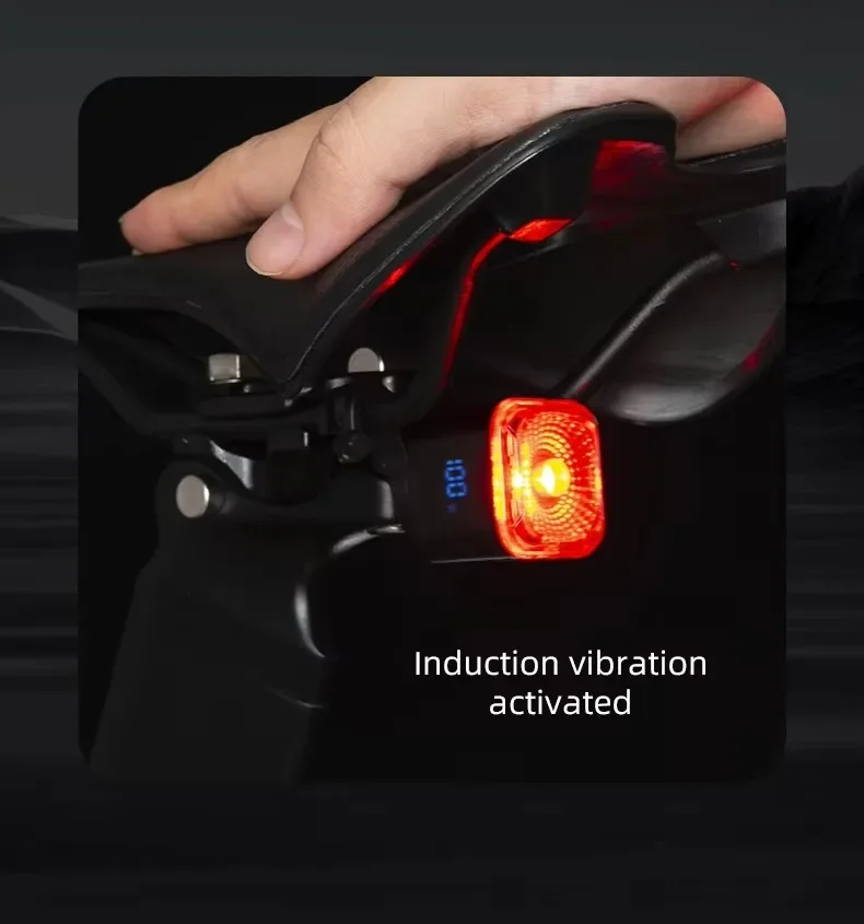 Digital Display Smart Bike Taillight Waterproof Intelligent Sensing Tail Light Cycling Safety Warning Light Bicycle Rear Light