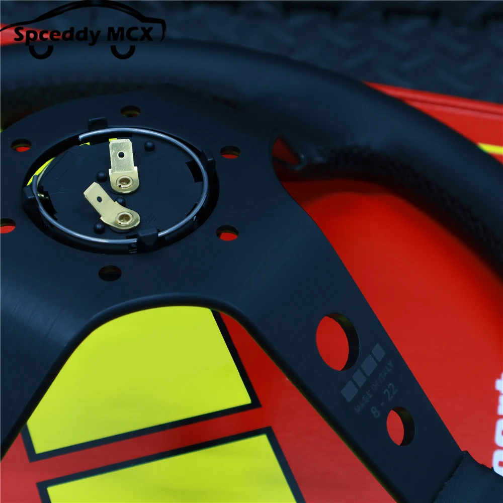 14inch 350mm Car Steering Wheel Suede Leather/Genuine leather Deep Concave Drift JDM Racing Black Edition 2407MOBE125