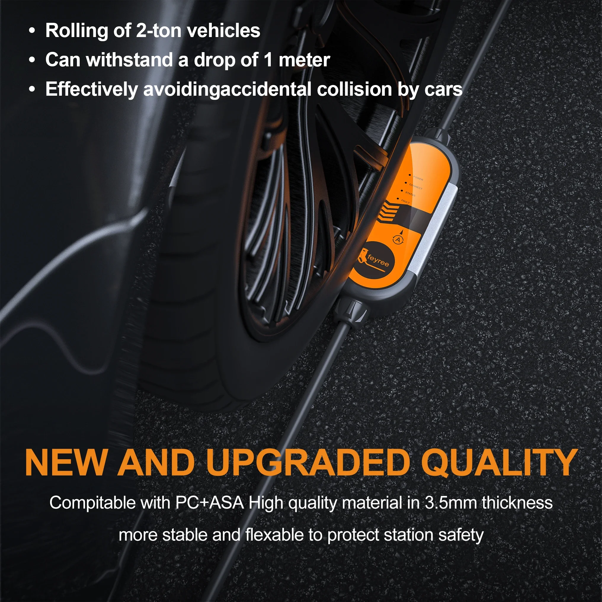 Feyree Type2 16A 3.5KW Portable EV Charger EVSE Charging Cable 5m with Schuko Plug Current Adjustable for Electric Car Charger