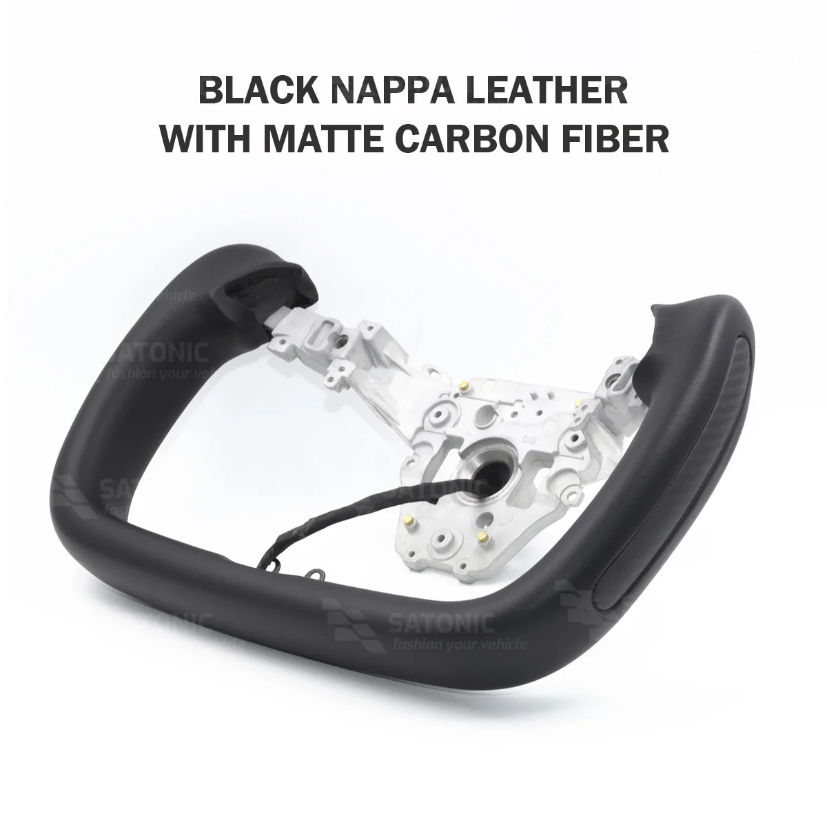 SATONIC 350mm Heated Sports Yoke Handle Steering Wheel For Tesla New Model Y Juniper YL Customized Nappa Leather
