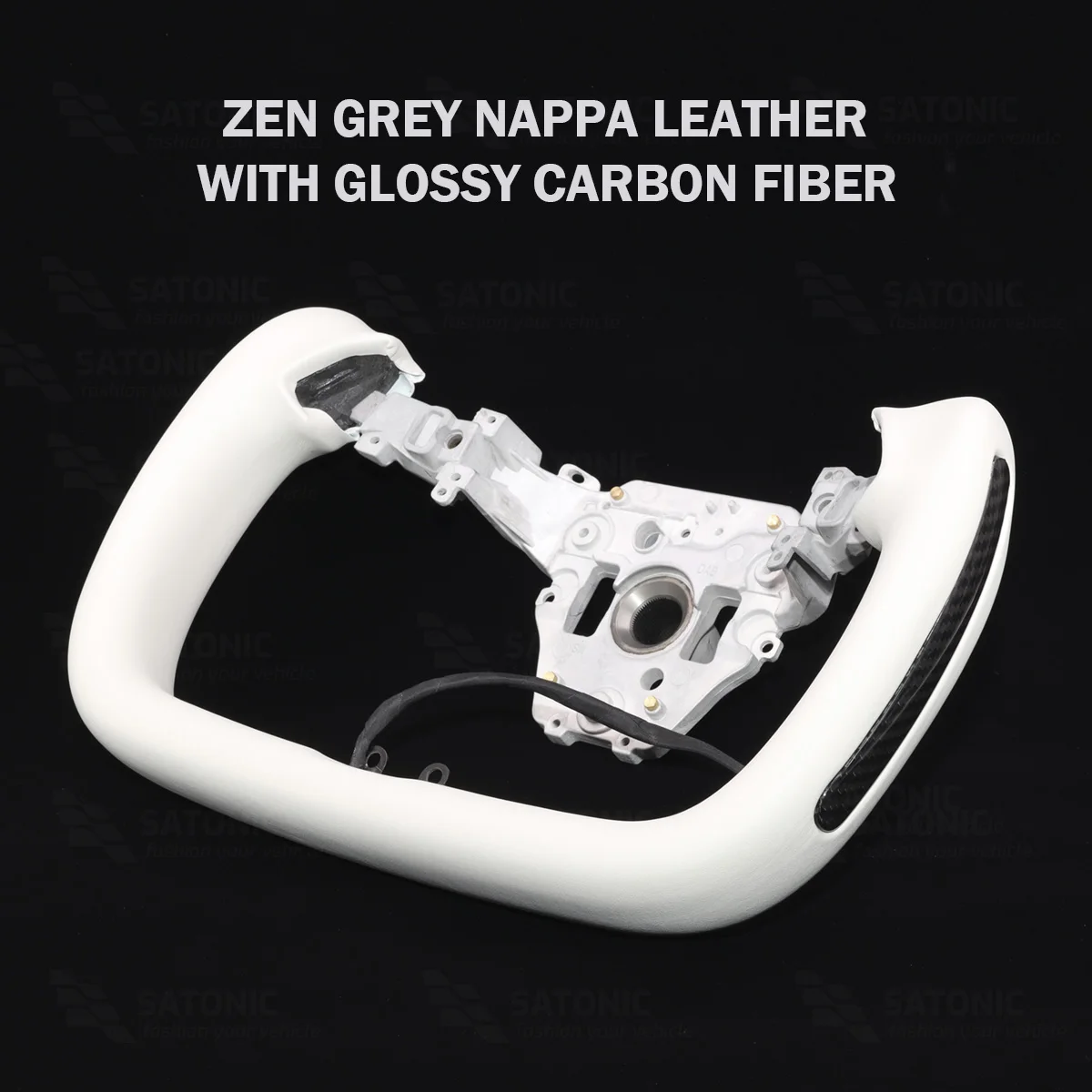 SATONIC 350mm Heated Sports Yoke Handle Steering Wheel For Tesla New Model Y Juniper YL Customized Nappa Leather