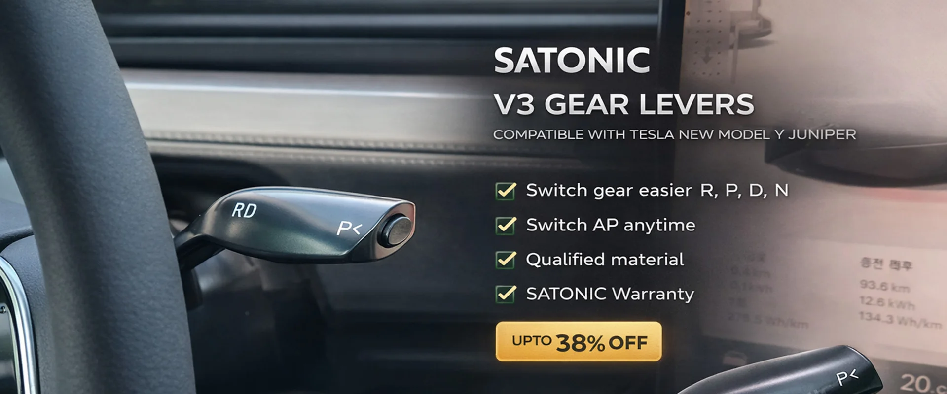 SATONIC 350mm Heated Sports Yoke Handle Steering Wheel For Tesla New Model Y Juniper YL Customized Nappa Leather