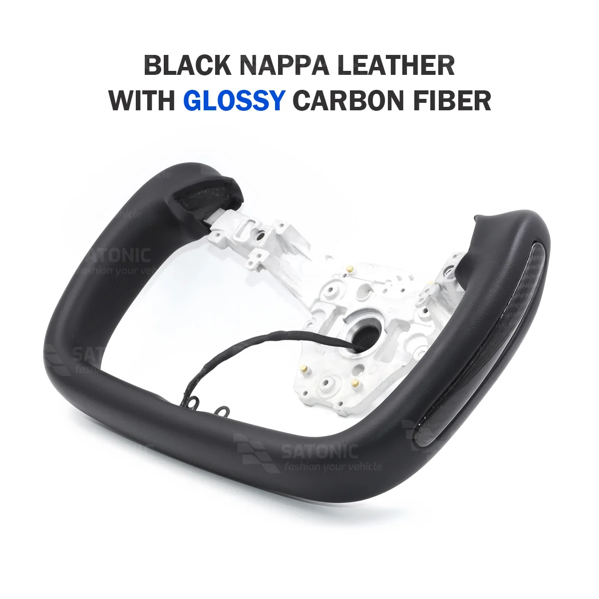 SATONIC 350mm Heated Sports Yoke Handle Steering Wheel For Tesla New Model Y Juniper YL Customized Nappa Leather