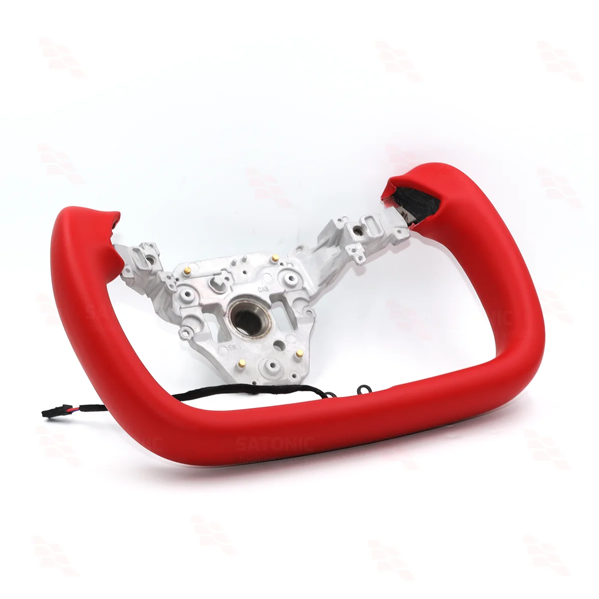 SATONIC 350mm Heated Sports Yoke Handle Steering Wheel For Tesla New Model Y Juniper YL Customized Nappa Leather