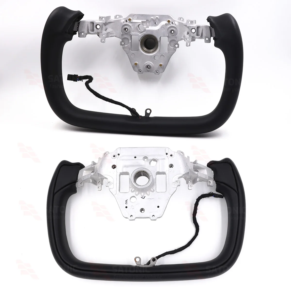 SATONIC 350mm Heated Sports Yoke Handle Steering Wheel For Tesla New Model Y Juniper YL Customized Nappa Leather