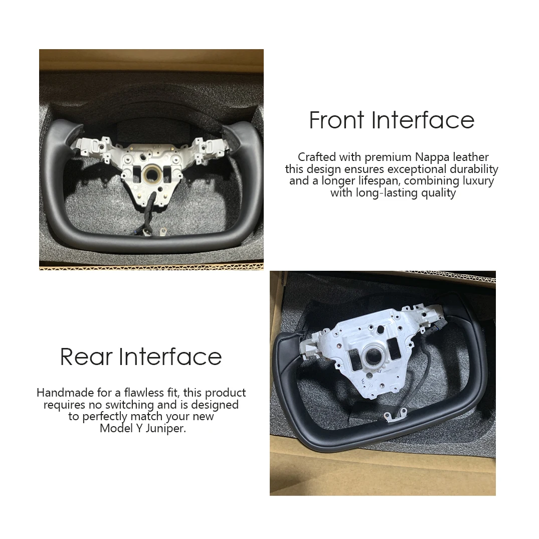 SATONIC 350mm Heated Sports Yoke Handle Steering Wheel For Tesla New Model Y Juniper YL Customized Nappa Leather