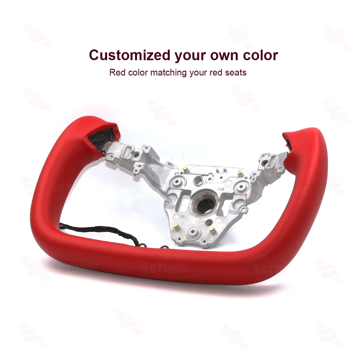 SATONIC 350mm Heated Sports Yoke Handle Steering Wheel For Tesla New Model Y Juniper YL Customized Nappa Leather