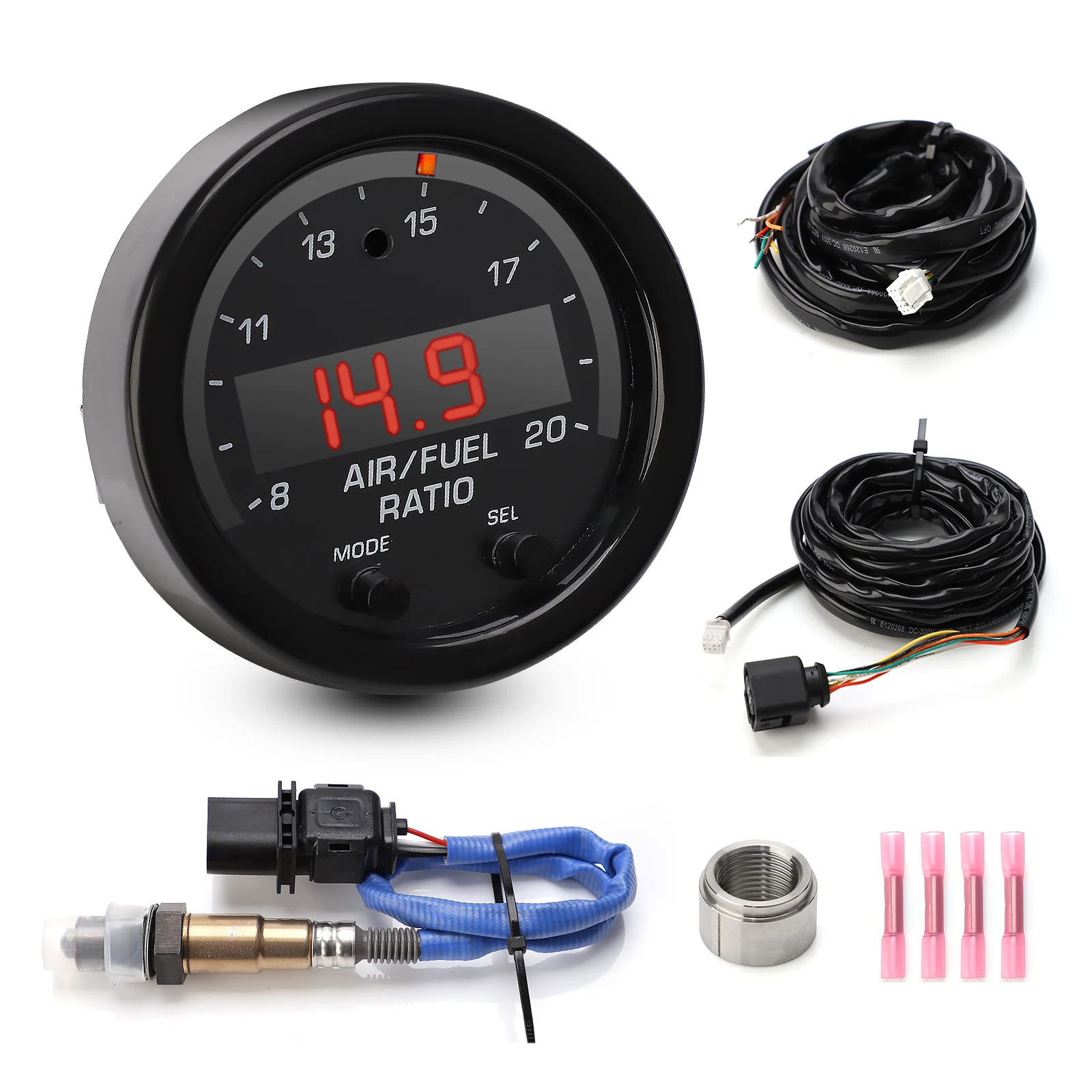 Car O2 Air Fuel Ratio Wide-band Gauge Kit For 30-0300 X-Series AFR Wideband LSU 4.9 Lambda Meter Oxygen Sensor Controller Gauge