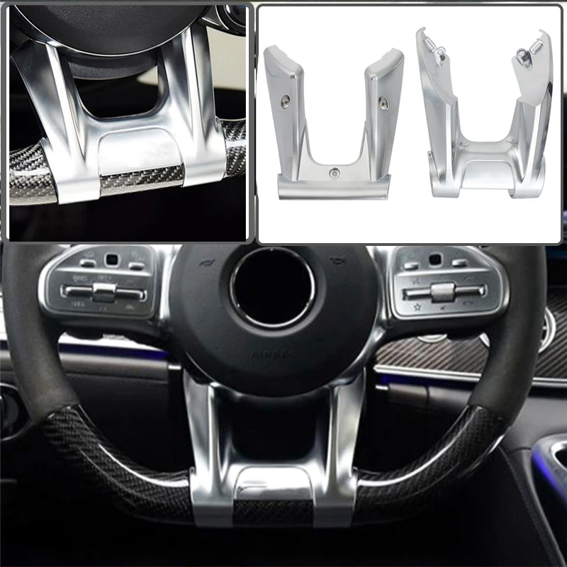 W/Logo Car Steering Flat Wheel Lower Trim Cover ABS For Mercedes Benz AMG W177 B W247 C W205 E W213 G W463 GLS W257 Class