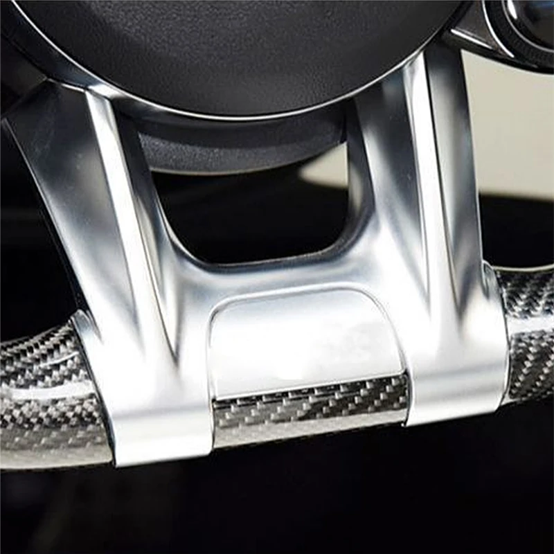 W/Logo Car Steering Flat Wheel Lower Trim Cover ABS For Mercedes Benz AMG W177 B W247 C W205 E W213 G W463 GLS W257 Class