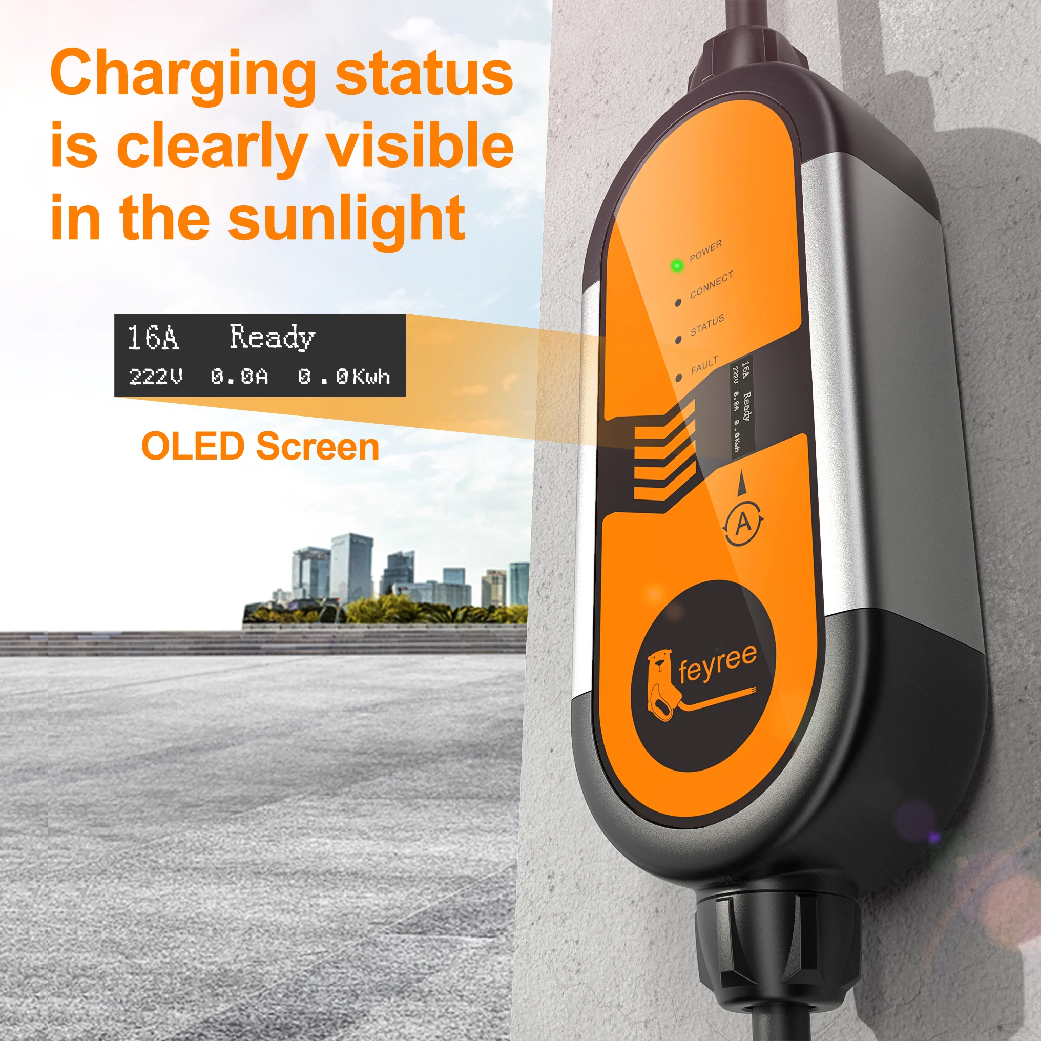 Feyree Portable EV Charger Type2 IEC62196-2 16A EVSE Charging Cable Type1 SAE J1772 EU Plug Controller Wallbox for Electric Car