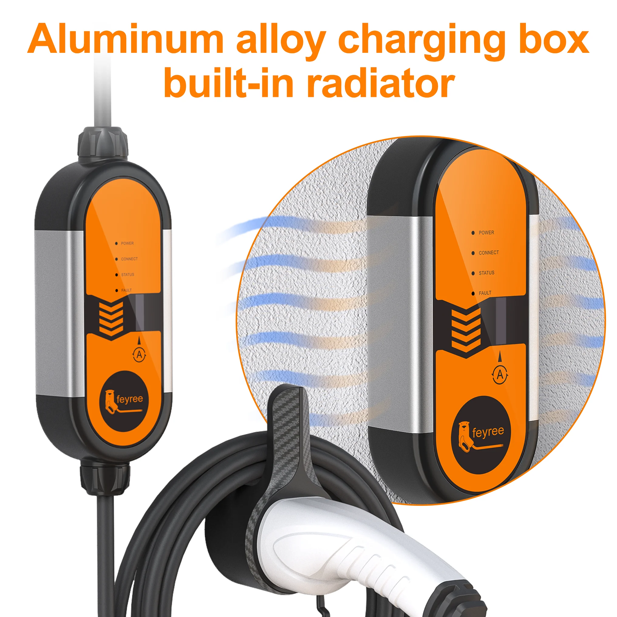 Feyree Portable EV Charger Type2 IEC62196-2 16A EVSE Charging Cable Type1 SAE J1772 EU Plug Controller Wallbox for Electric Car