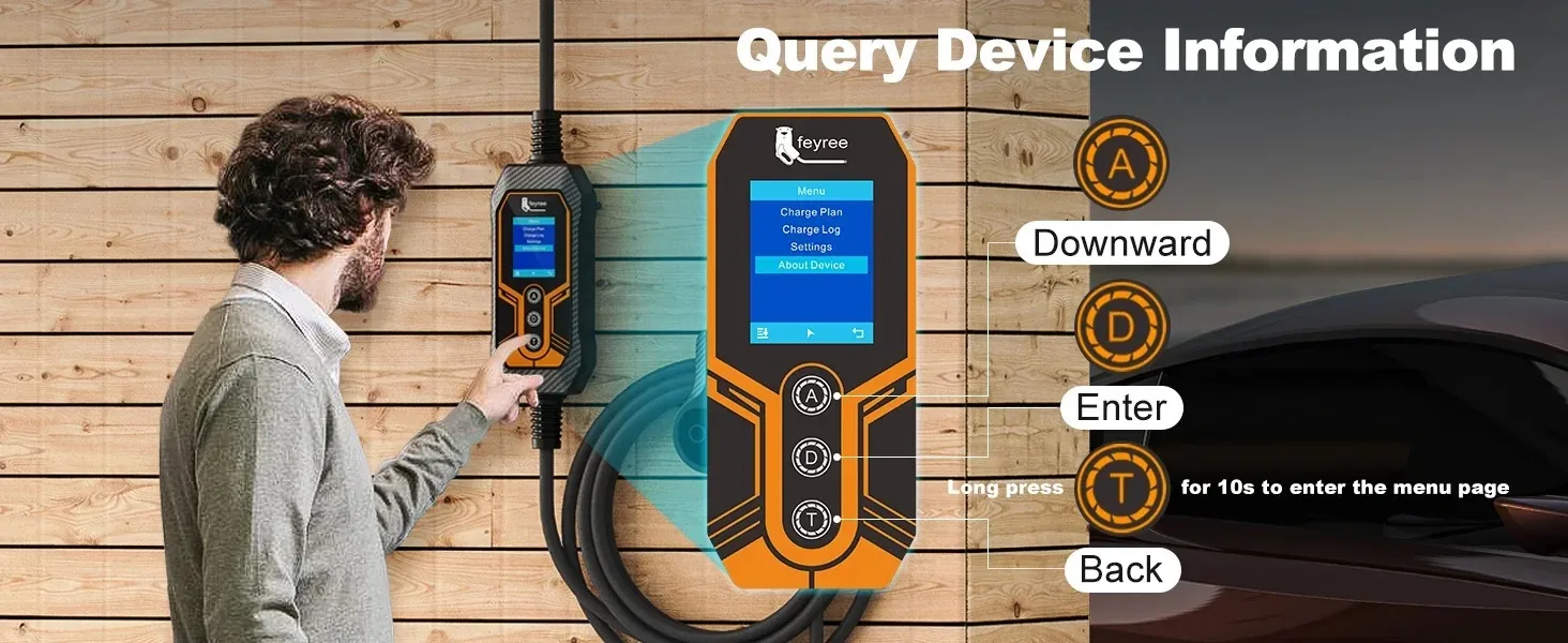 Feyree Type 2 Portable EV Charger 11KW 16A 3 Phase Wi-Fi APP Bluetooth Version EVSE Charging Cable 5m CEE Plug for Electric Car