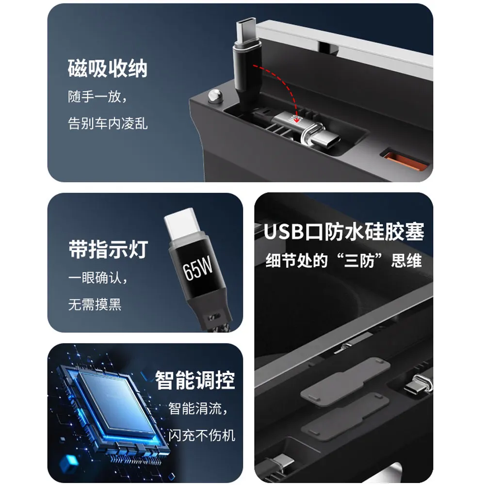 USB Hub Charger For Tesla Model Y Juniper 2025-2026 & Model 3 Highland 2024-2026 Center Console Docking Station Accessories