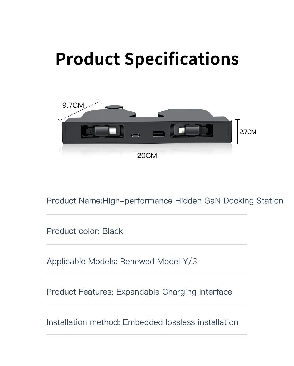 USB Hub Charger For Tesla Model Y Juniper 2025-2026 & Model 3 Highland 2024-2026 Center Console Docking Station Accessories