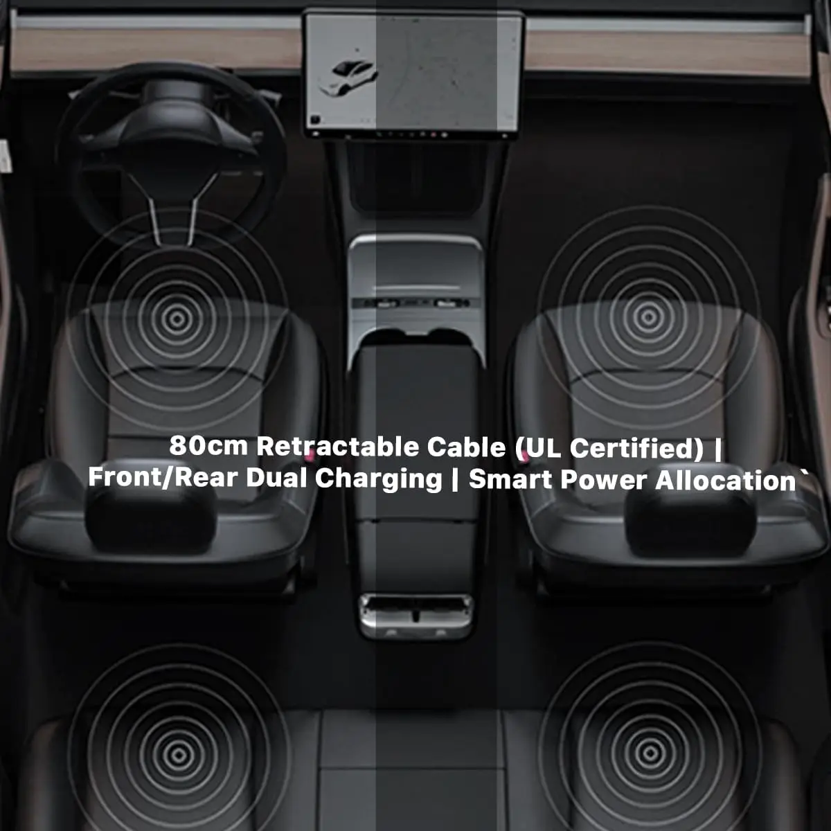 USB Hub Charger for Tesla Model Y 2020-2024 Model 3 2020-2023 Center Console with Fast Charging Retractable Cables Phone Charger
