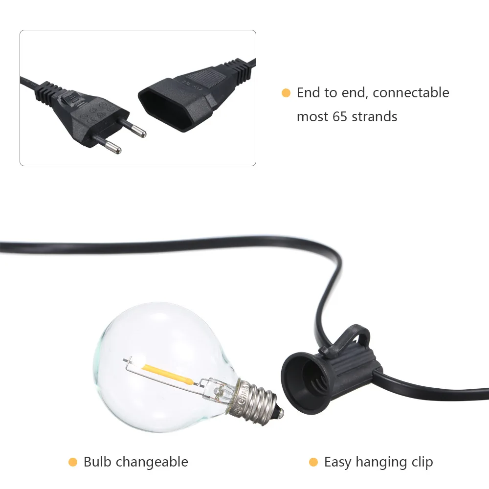 Festoon LED Globe String Light Fairy LED G40 Outdoor For Christmas Party Garden Decorative Garland Lamp Street Patio Backyard