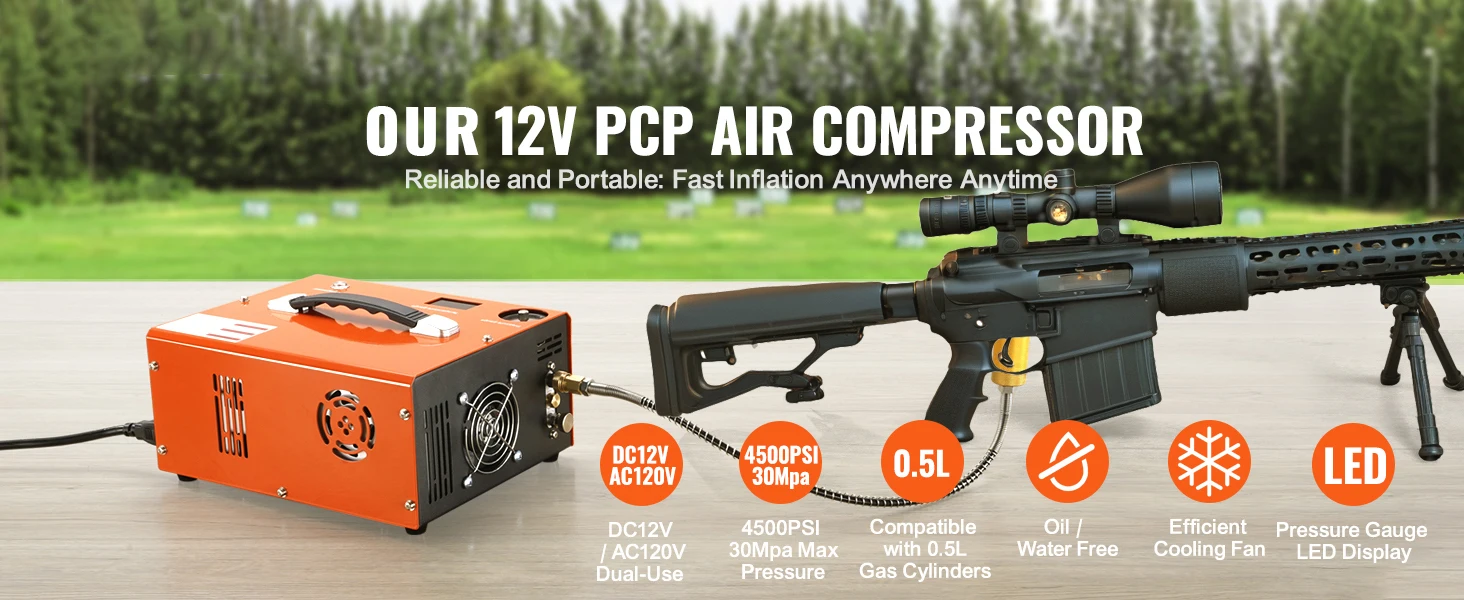 SucceBuy PCP Air Compressor 4500PSI Portable PCP Airgun Compressor Auto-Stop Oil Free Pump for Air Rifle Scuba Diving Bottle