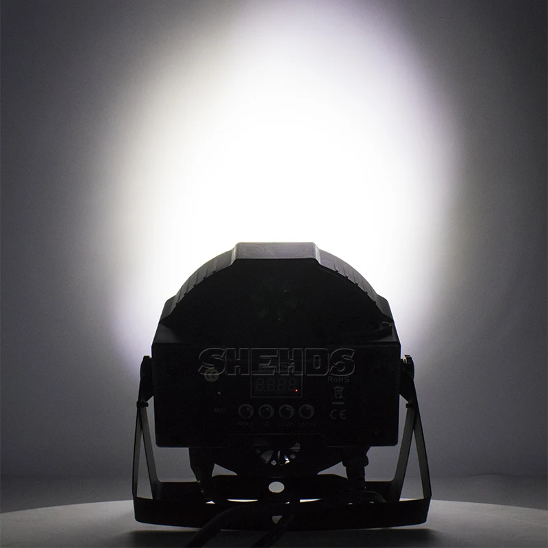 SHEHDS 7X12W RGBW / 7x18W RGBWA+UV LED Flat Par Light Mobile Plug Ultra-Quiet Fan Family Birthday Party Theater Stage Lighting