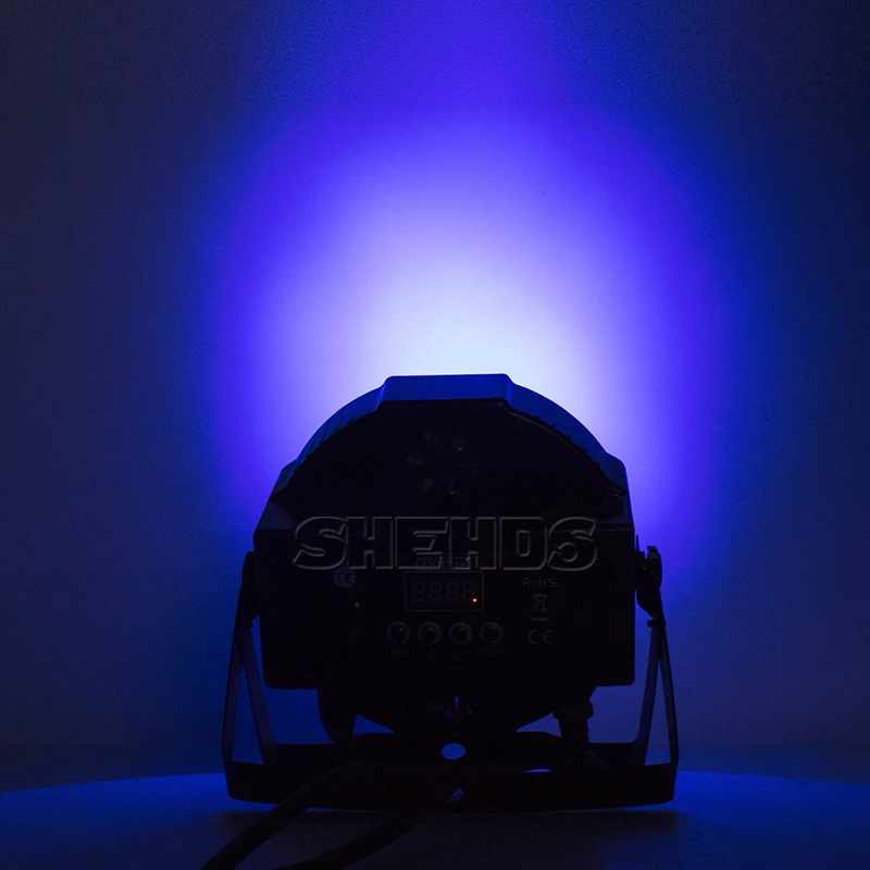 SHEHDS 7X12W RGBW / 7x18W RGBWA+UV LED Flat Par Light Mobile Plug Ultra-Quiet Fan Family Birthday Party Theater Stage Lighting
