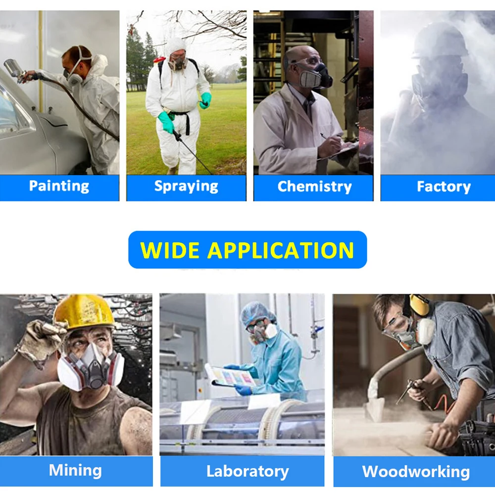 26in1 6200 Half Face Dust Gas Mask Respirator For Industrial Paint Spray Chemical Organic Vapor With Filters Protection