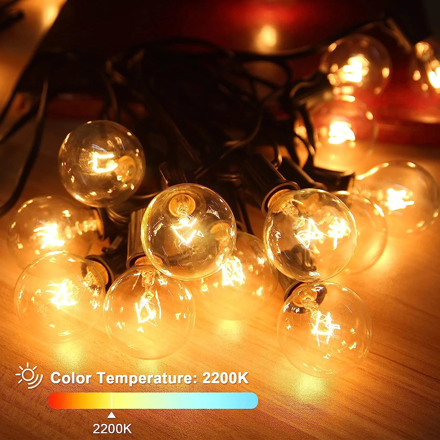 GANRILAND G40 Tungsten Outdoor String Light EU US Plug 7W Globe Edison Incandescent Lamp Bulbs Waterproof IP44 Fairy Light Chain