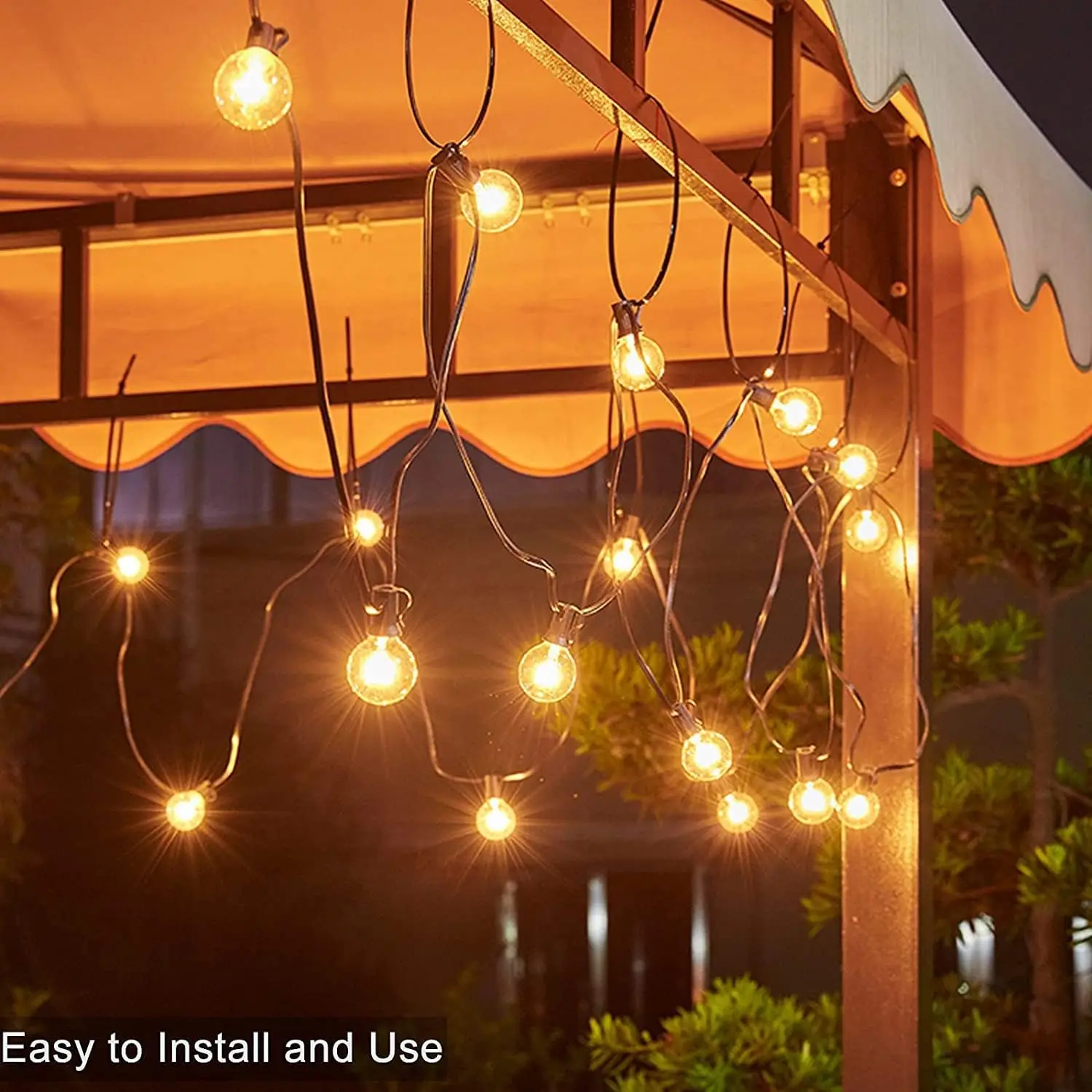 GANRILAND G40 Tungsten Outdoor String Light EU US Plug 7W Globe Edison Incandescent Lamp Bulbs Waterproof IP44 Fairy Light Chain