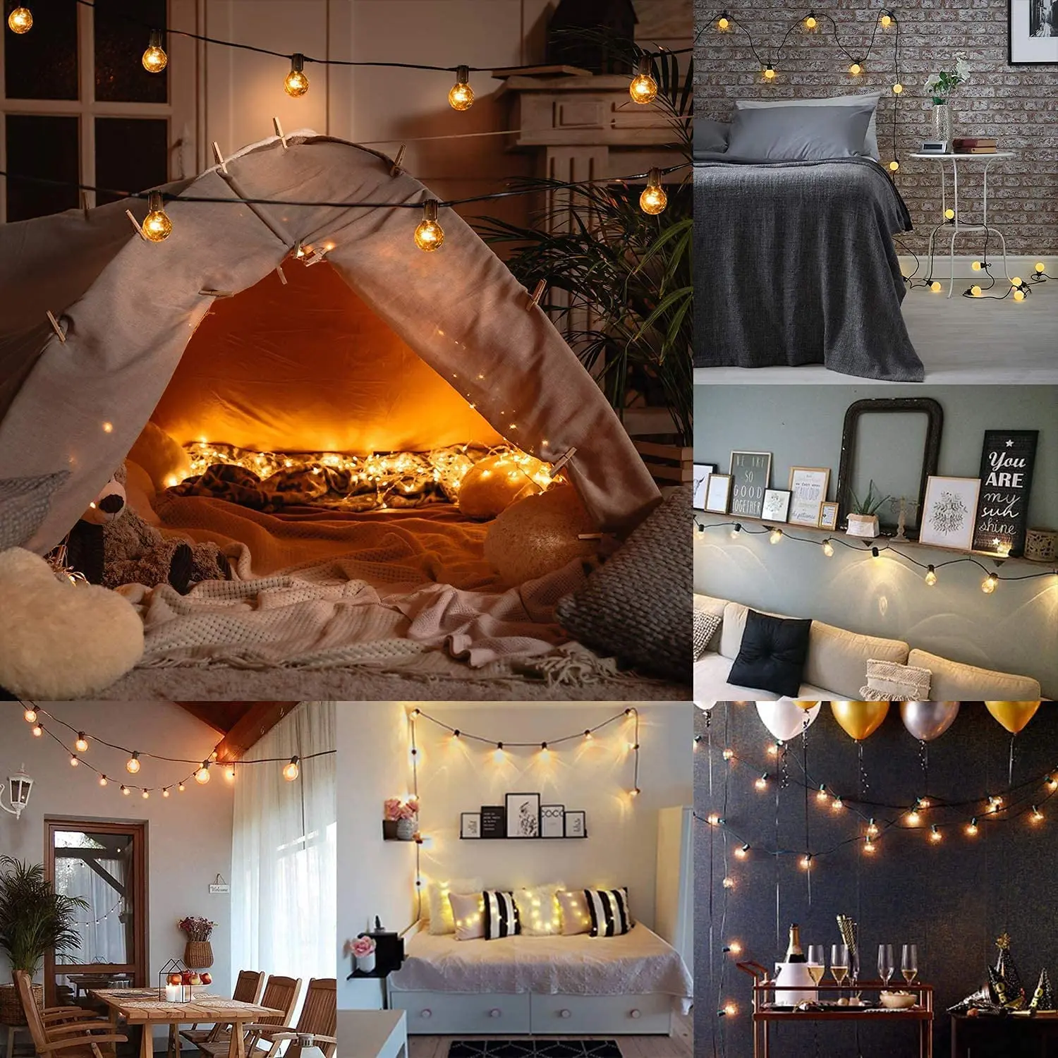 GANRILAND G40 Tungsten Outdoor String Light EU US Plug 7W Globe Edison Incandescent Lamp Bulbs Waterproof IP44 Fairy Light Chain