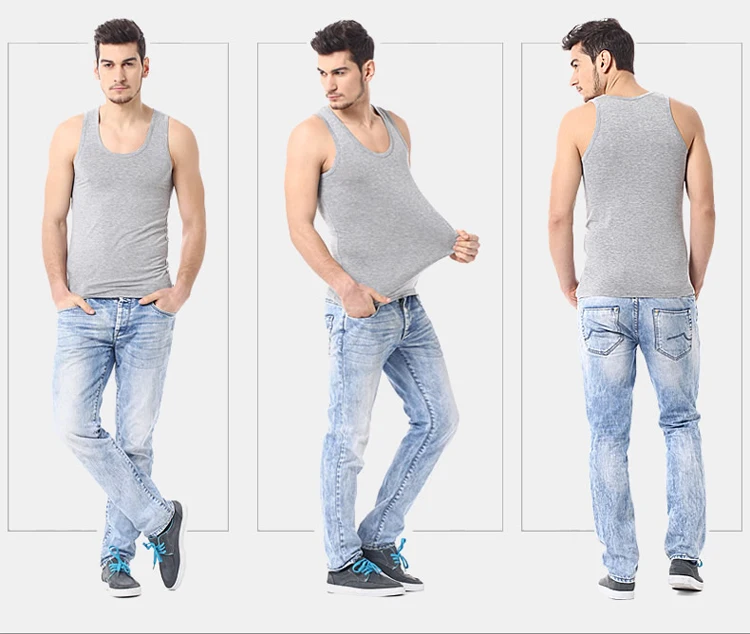 1/3 Pieces Men's Solid Color Basic Cotton Vest Youth Slim Exercise Sweat-absorbent T-shirt Middle-aged Comfortable Bottoming