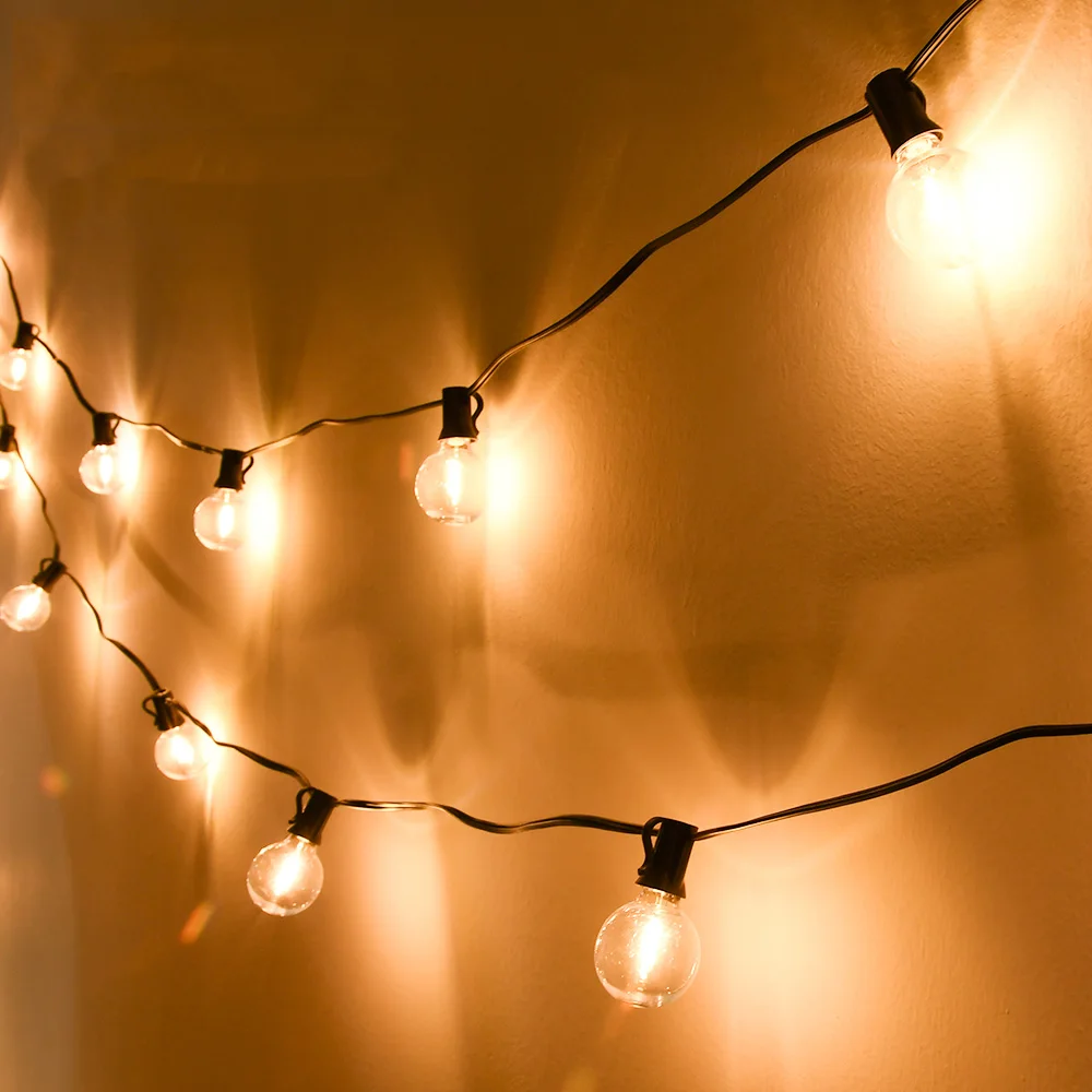 LED String Light G40 LED Garland Festoon Light IP45 Patio Fairy String For Outdoor Garden Wedding Patry Decorate9M 14M 15M 18M