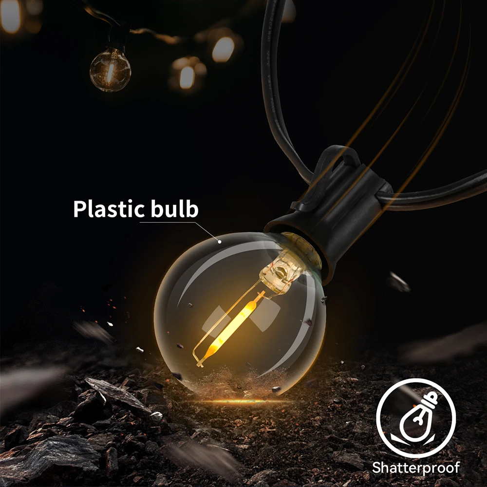 LED String Light G40 LED Garland Festoon Light IP45 Patio Fairy String For Outdoor Garden Wedding Patry Decorate9M 14M 15M 18M