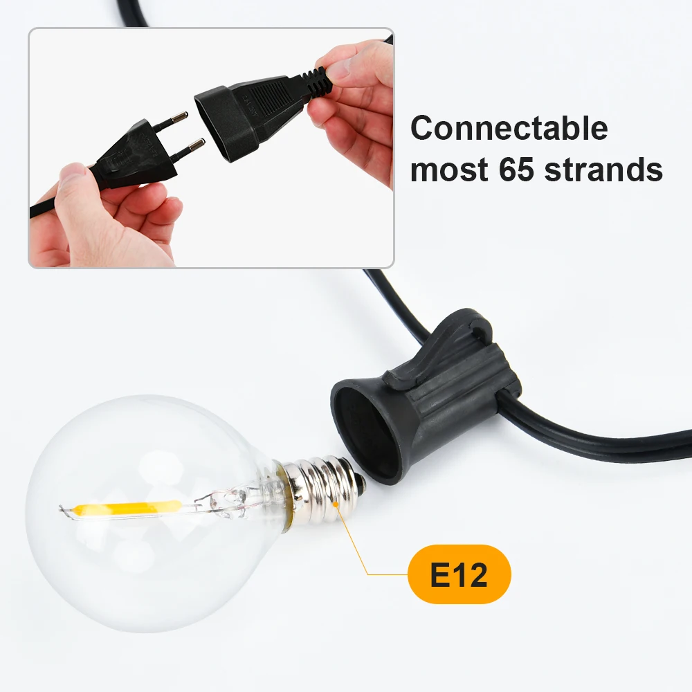 LED String Light G40 LED Garland Festoon Light IP45 Patio Fairy String For Outdoor Garden Wedding Patry Decorate9M 14M 15M 18M