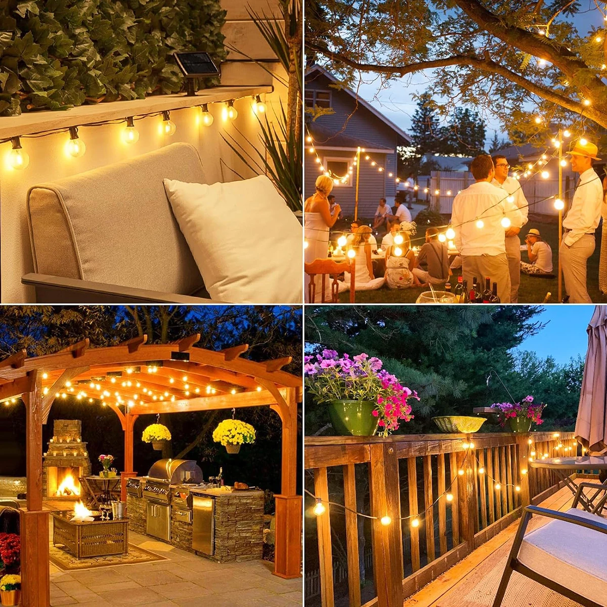 Festoon Solar LED Globe G40 String Light Fairy Outdoor For Christmas Party Garden Decorative Garland Lamp Street Patio Backyard