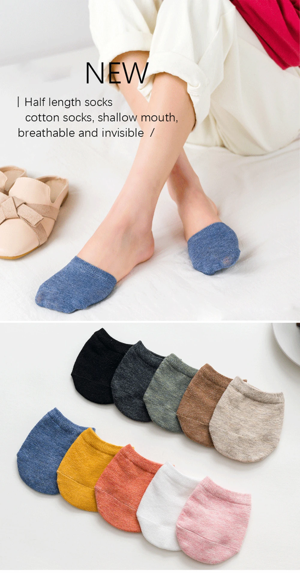 10 Pieces = 5 Pairs Forefoot Half Foot Toe Socks Women Summer Invisible Socks Cover Female Breathable No Show Socks Candy Color