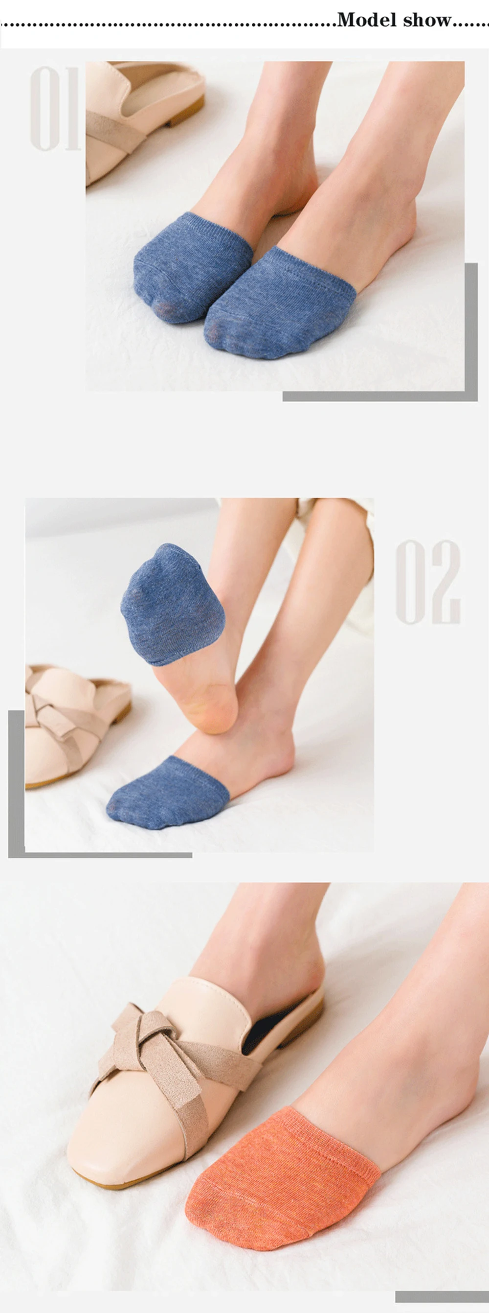 10 Pieces = 5 Pairs Forefoot Half Foot Toe Socks Women Summer Invisible Socks Cover Female Breathable No Show Socks Candy Color