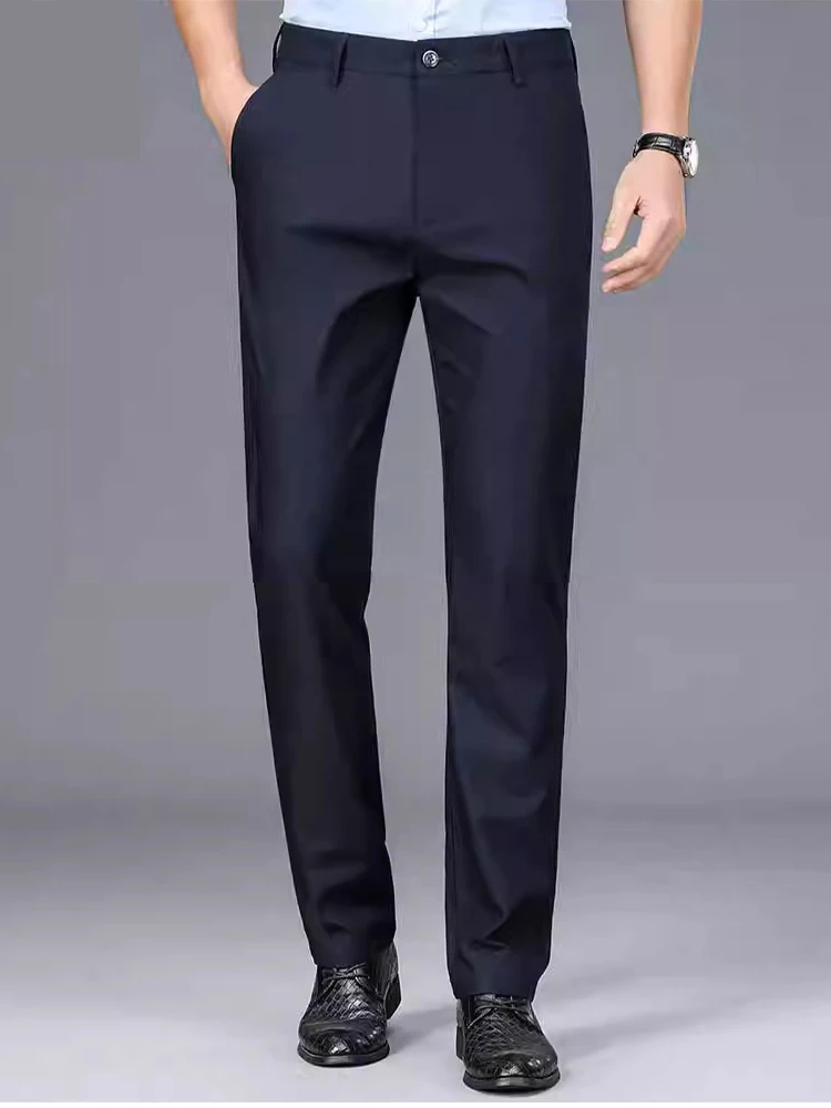 Men's Trousers Stretchy Suit Pants Summer Spring Casual Business Pants Breathable Comfortable Loose Straight Formal Pants
