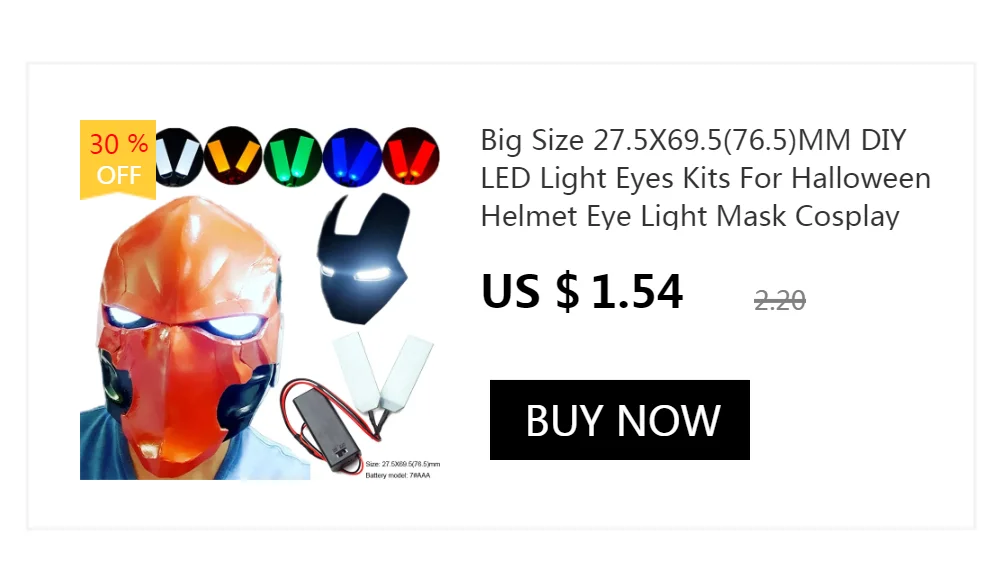 Flexible Bendable DIY LED Light Eyes Kits for Iron Man Halloween Helmet Mask Eye Light Cosplay Accessories Can Cropped Props